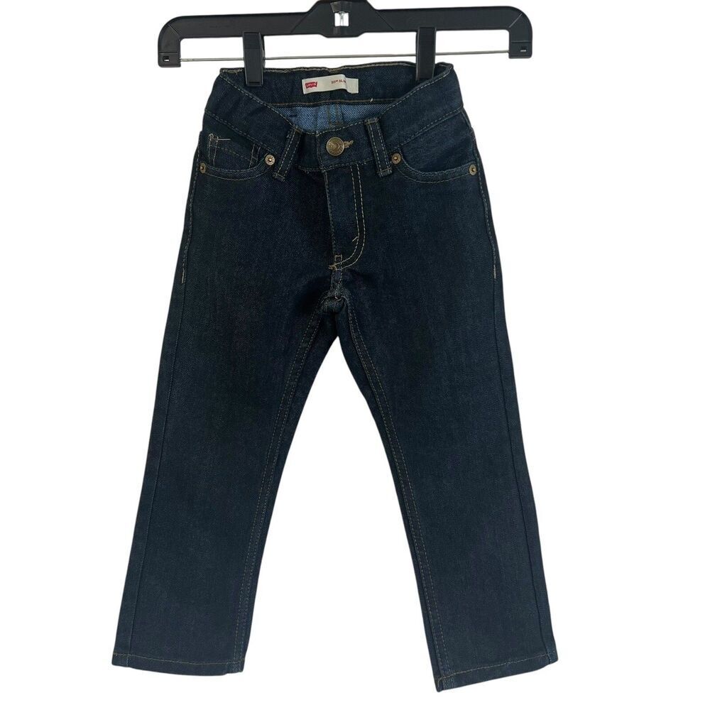 Levi's Boys 511 Slim Fit Jeans Adjustable Waist Dark Wash Denim Pants‎ Sz 4 Blue